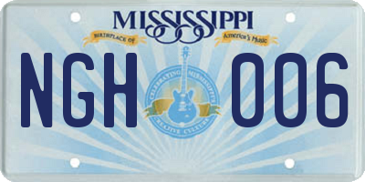 MS license plate NGH006