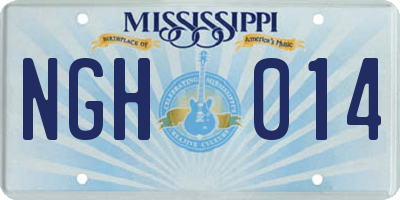 MS license plate NGH014