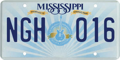 MS license plate NGH016