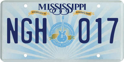 MS license plate NGH017