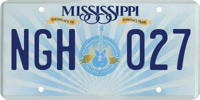MS license plate NGH027