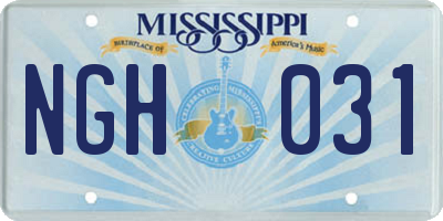 MS license plate NGH031