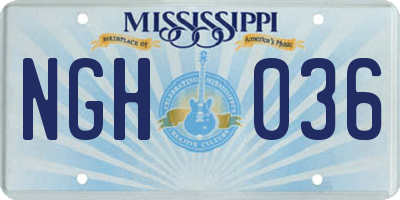 MS license plate NGH036