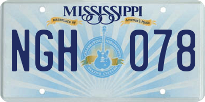 MS license plate NGH078