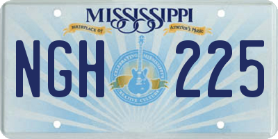MS license plate NGH225