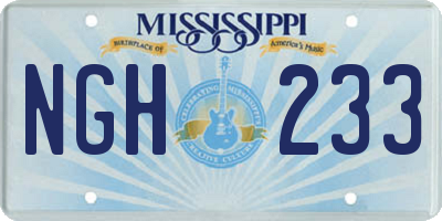 MS license plate NGH233