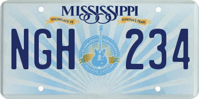 MS license plate NGH234