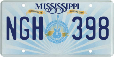 MS license plate NGH398