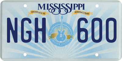 MS license plate NGH600