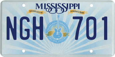 MS license plate NGH701