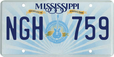 MS license plate NGH759