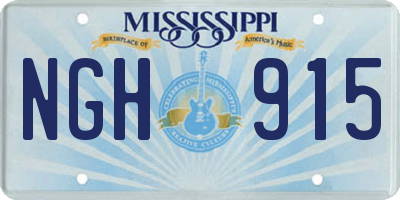MS license plate NGH915