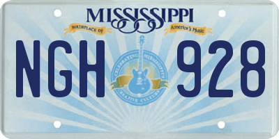 MS license plate NGH928
