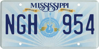 MS license plate NGH954