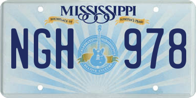 MS license plate NGH978