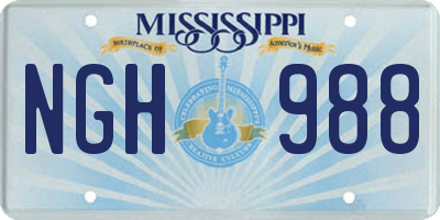 MS license plate NGH988