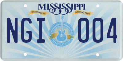 MS license plate NGI004