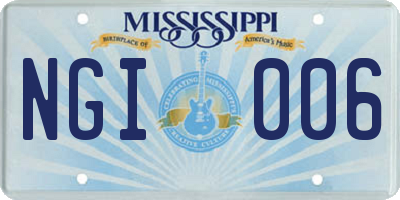 MS license plate NGI006