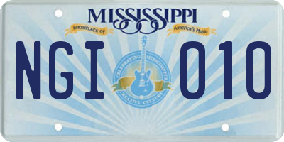 MS license plate NGI010