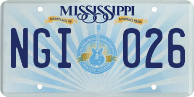 MS license plate NGI026