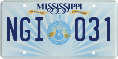 MS license plate NGI031