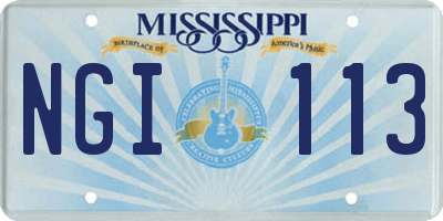 MS license plate NGI113