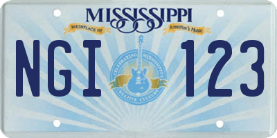 MS license plate NGI123