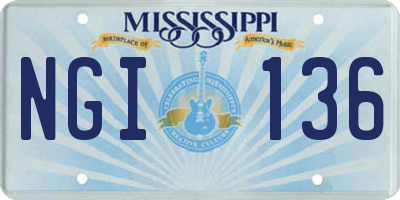 MS license plate NGI136