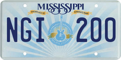 MS license plate NGI200