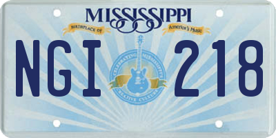 MS license plate NGI218