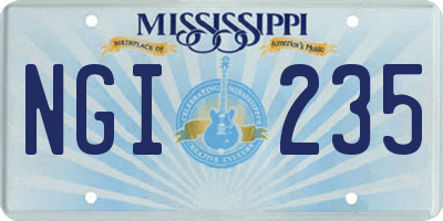MS license plate NGI235