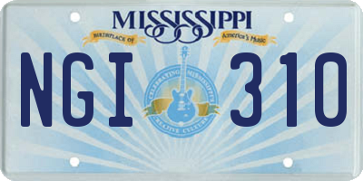 MS license plate NGI310
