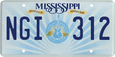 MS license plate NGI312