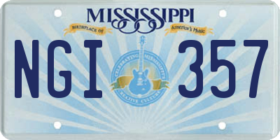 MS license plate NGI357