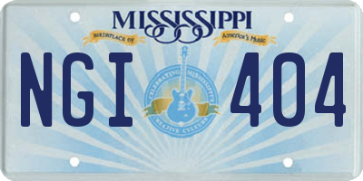 MS license plate NGI404