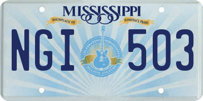 MS license plate NGI503