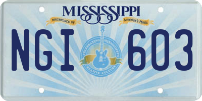 MS license plate NGI603
