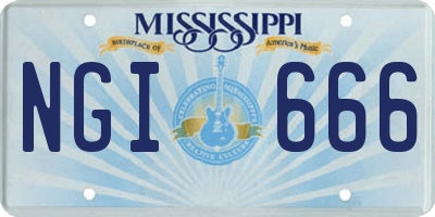 MS license plate NGI666
