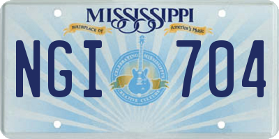 MS license plate NGI704