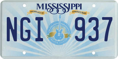 MS license plate NGI937