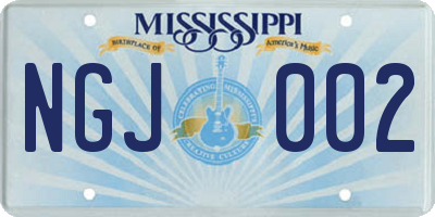 MS license plate NGJ002