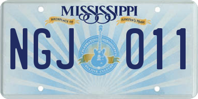 MS license plate NGJ011