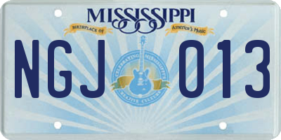 MS license plate NGJ013