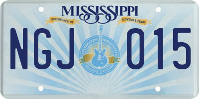 MS license plate NGJ015