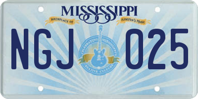 MS license plate NGJ025