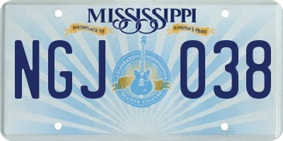 MS license plate NGJ038