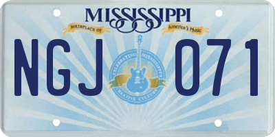 MS license plate NGJ071