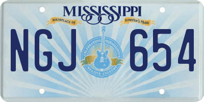 MS license plate NGJ654