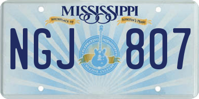MS license plate NGJ807
