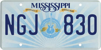 MS license plate NGJ830